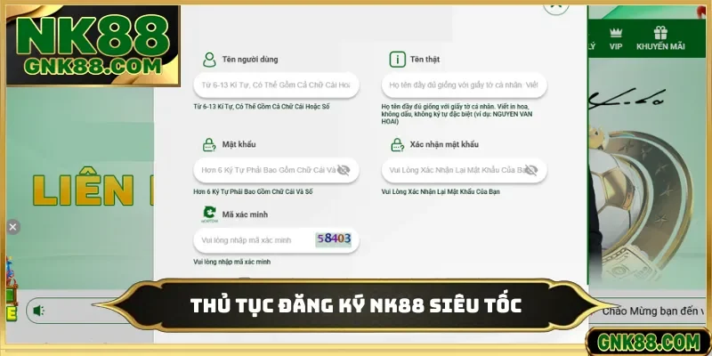 Thủ tục đăng ký NK88 siêu tốc